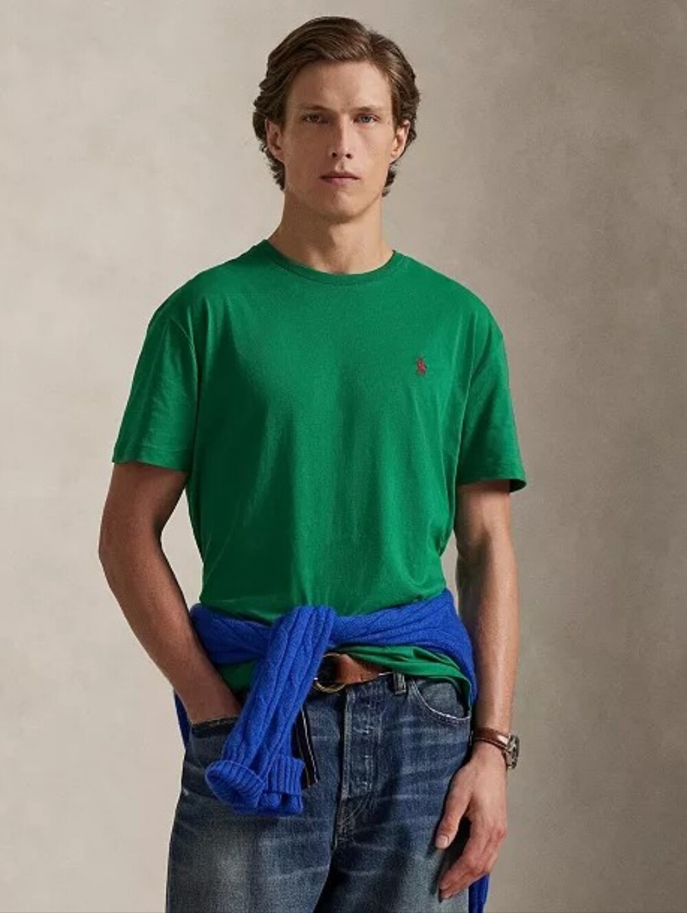 Polo by Ralph Lauren Men’s Emerald Green Short Sleeve Tee with Pink Pony